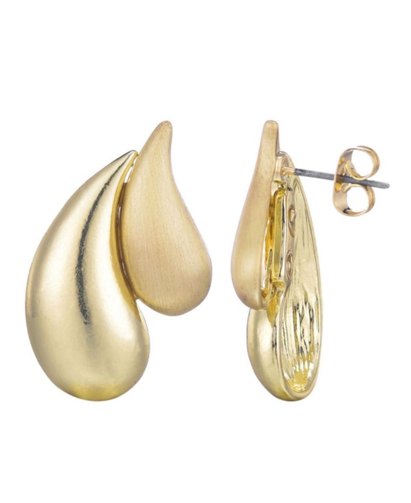 Gold 2-Teardrop Stud Earrings