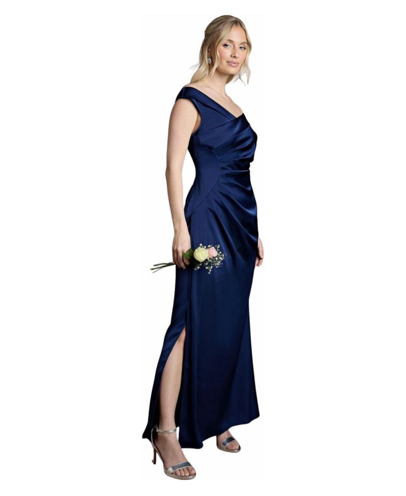 Women's Satin Bardot Maxi Dress