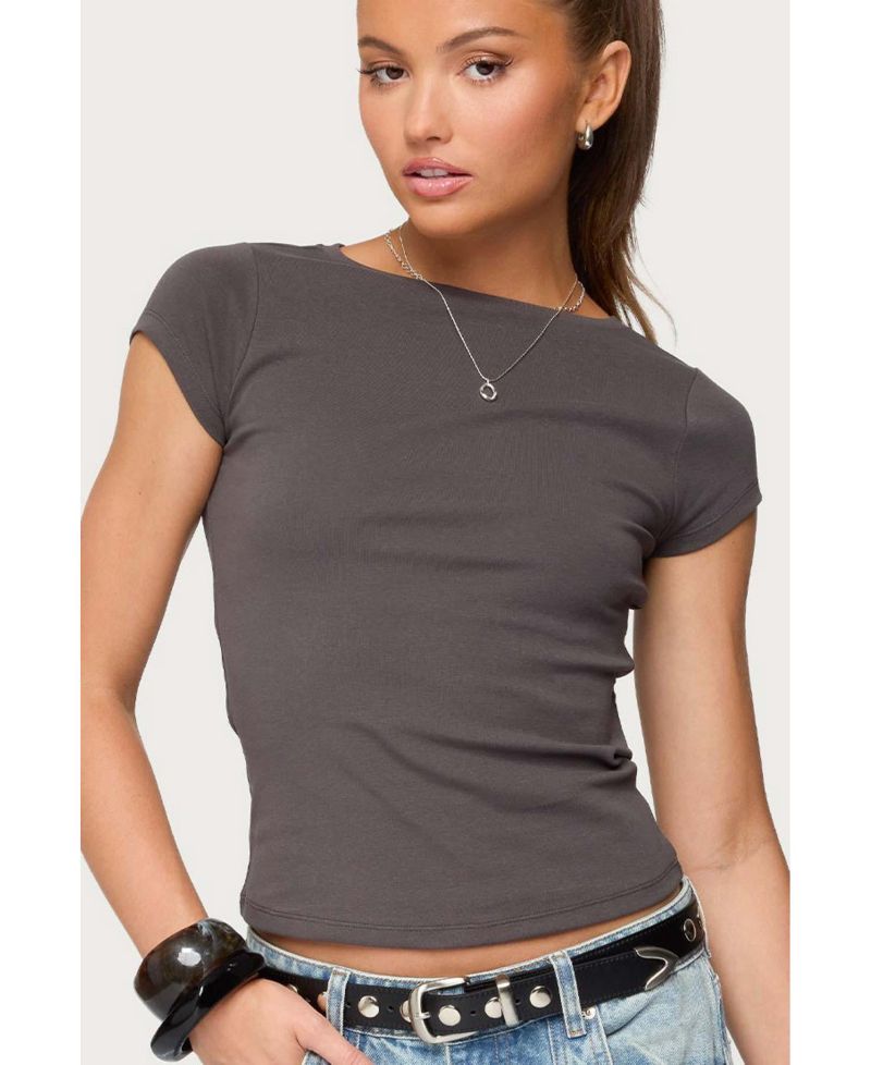 Women's Oliana Ribbed Boat Neck T Shirt