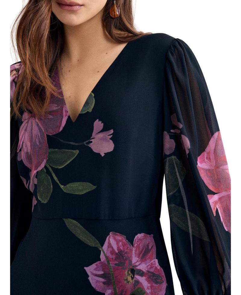 Women's Betty Floral A-Line Billowed 3/4-Sleeve Maxi Dress