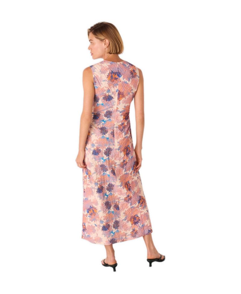 Women's Sleeveless Floral Textured Midi Dress