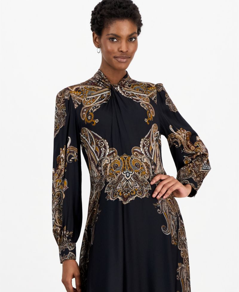 Women's Raquel Midi A-Line Twist-Neck Dress