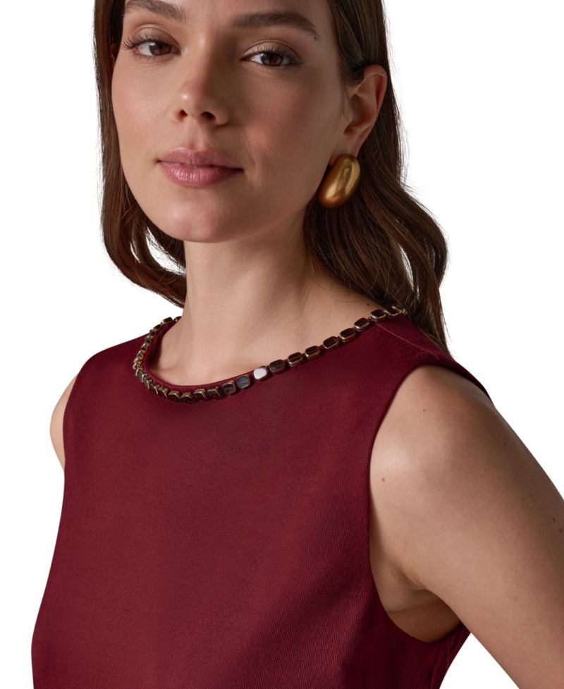 Women Beaded Boat-Neck Sleeveless Camisole