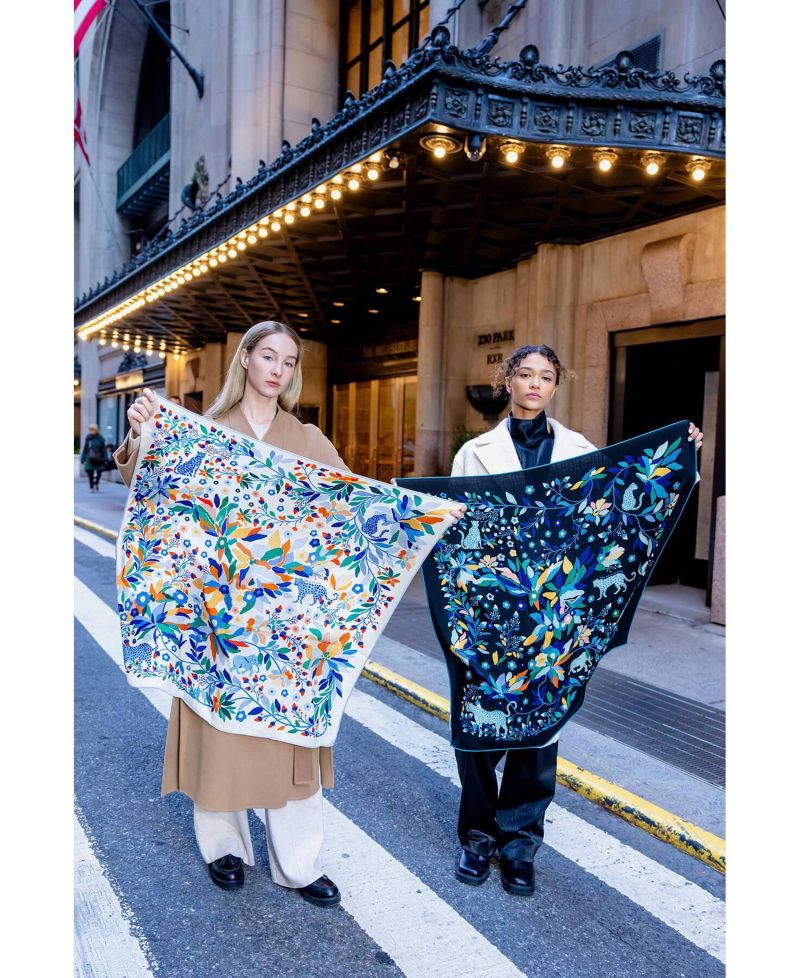 Double Sided Wool Silk Scarf Of Day Jungle Reverie