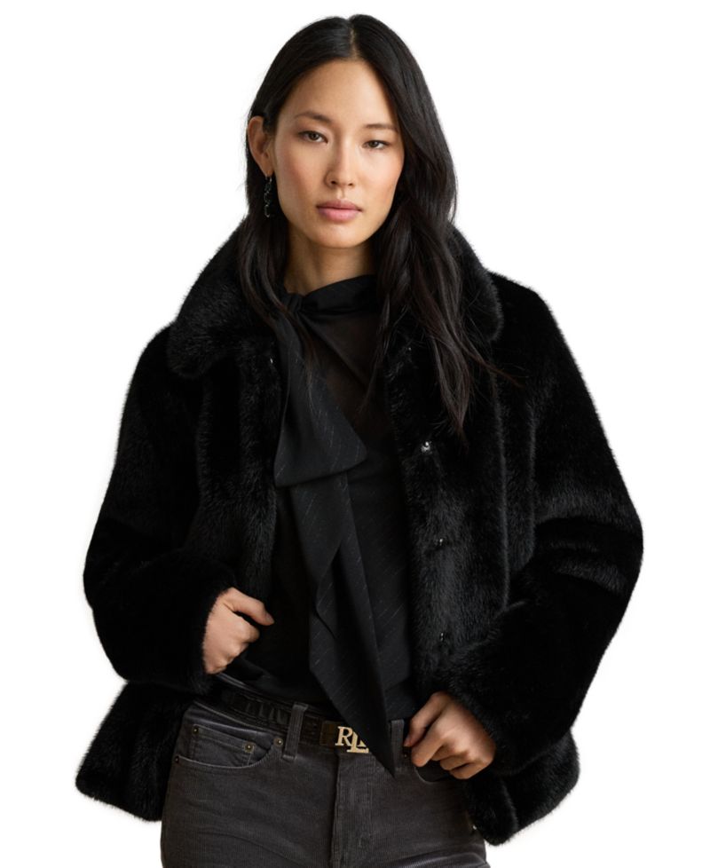 Women's Faux-Fur Collared Lined Coat