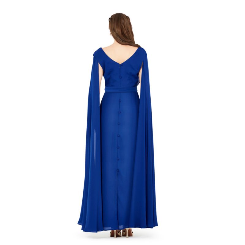 Women's Cowl Neck Flare Sleeved A-line Gown