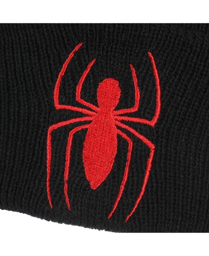 Men's Spiderman Logo Embroidery Standard Cuff Acrylic Knit Beanie Cuff Beanie