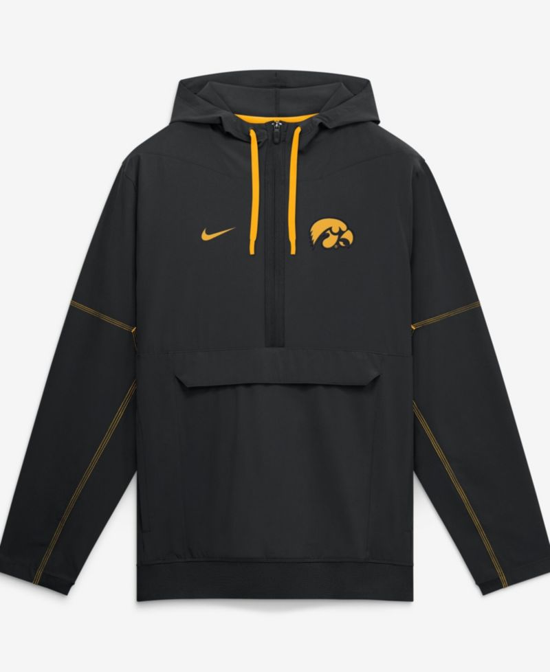 Men's Black Iowa Hawkeyes 2026 Sideline Anorak Half-Zip Hoodie