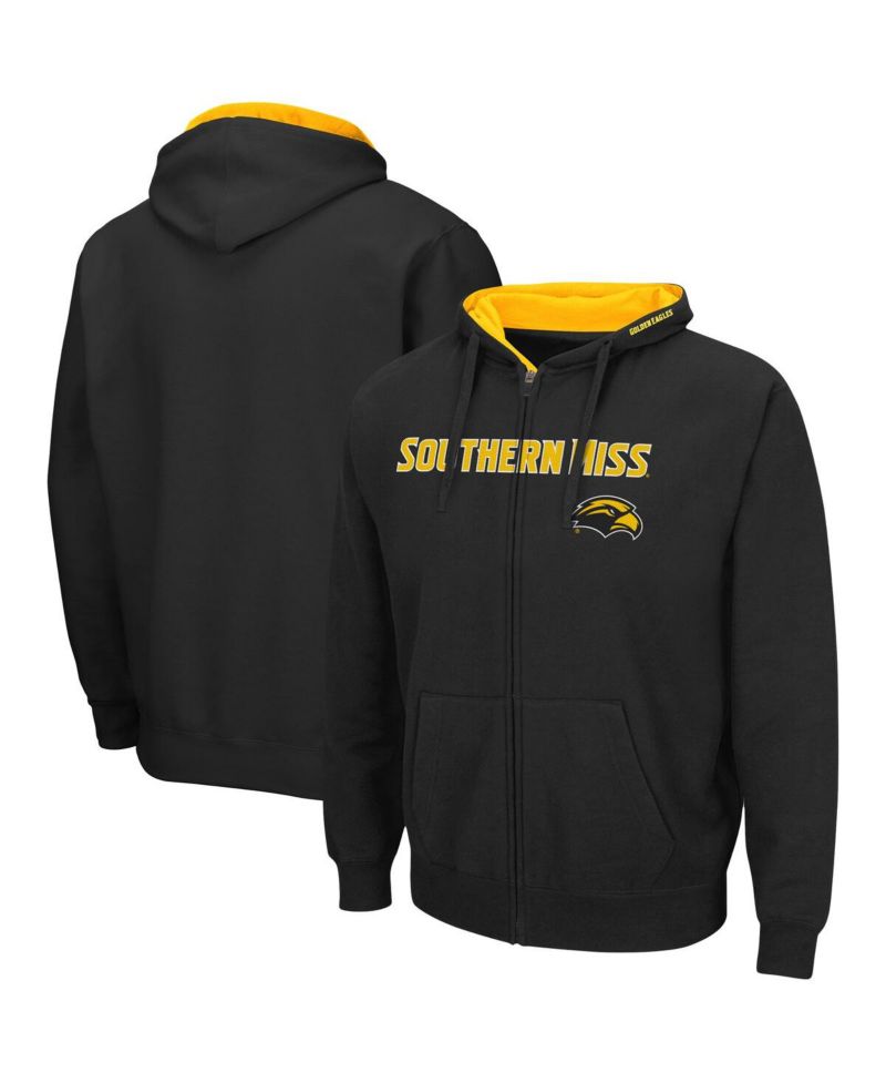 Men's Black Southern Miss Golden Eagles Arch and Logo 3.0 Full-Zip Hoodie