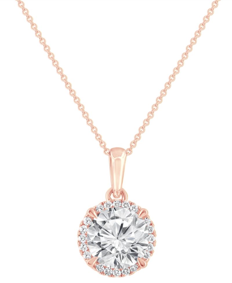 Badgley Mischka Certified Lab Grown Diamond Halo 18" Pendant Necklace (2 ct. t.w.) in 14k Gold