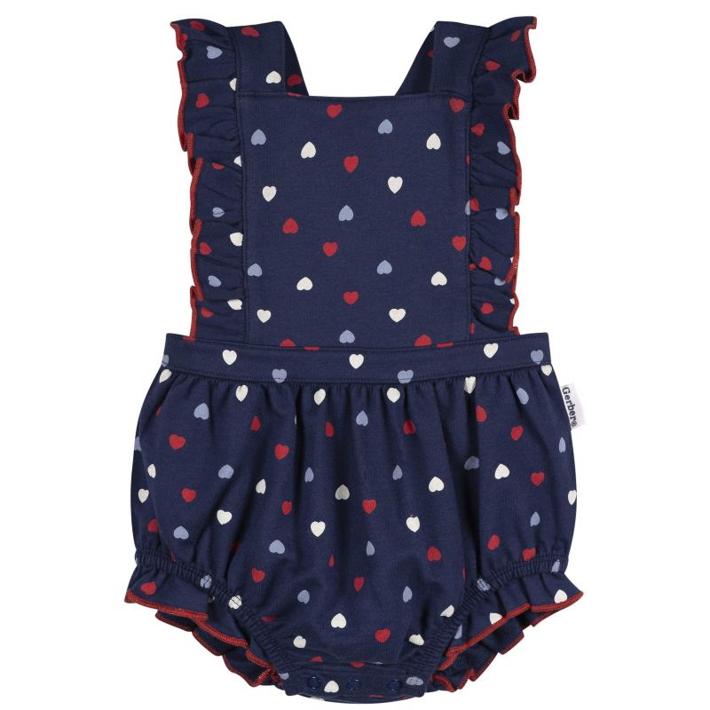 Baby Girls Ruffle Strap Bubble Romper.