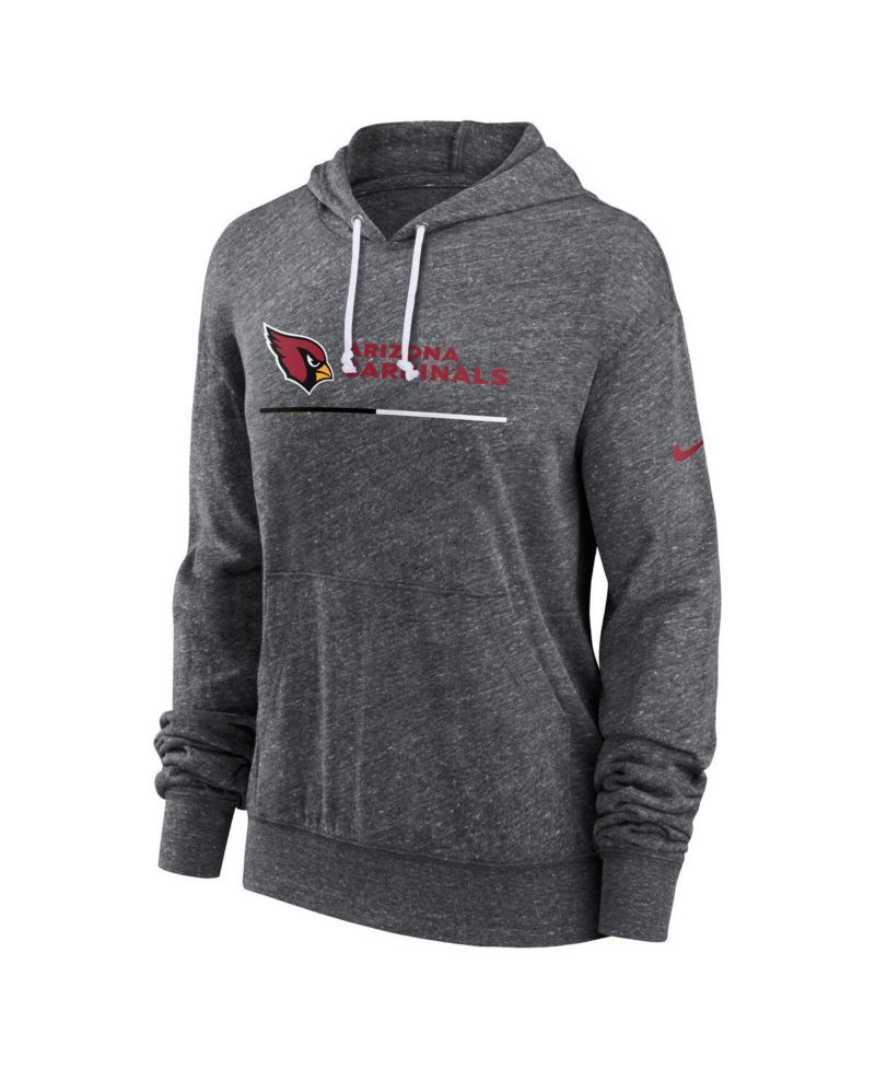 Women's Heather Charcoal Arizona Cardinals Team Spirit Gym vintage-like Lightweight Hooded Top