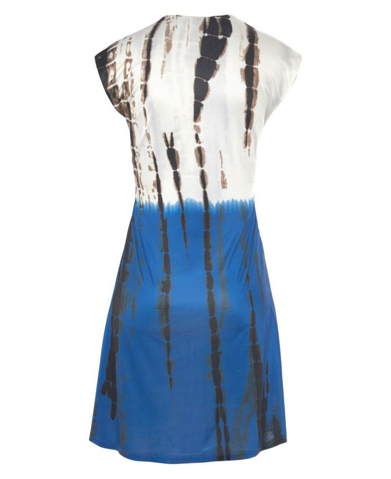 Women's Tie-Dye Print A-Line V-Neck Empire-Waist Short Dress