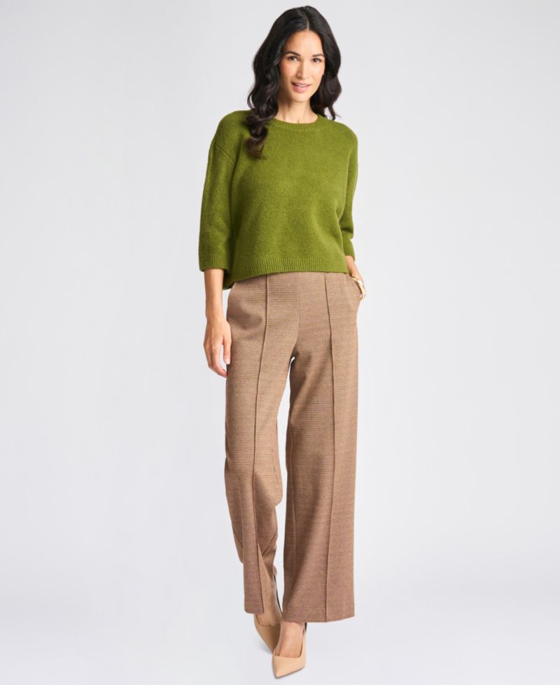 Women's 3/4-Sleeve Crewneck Pullover Sweater