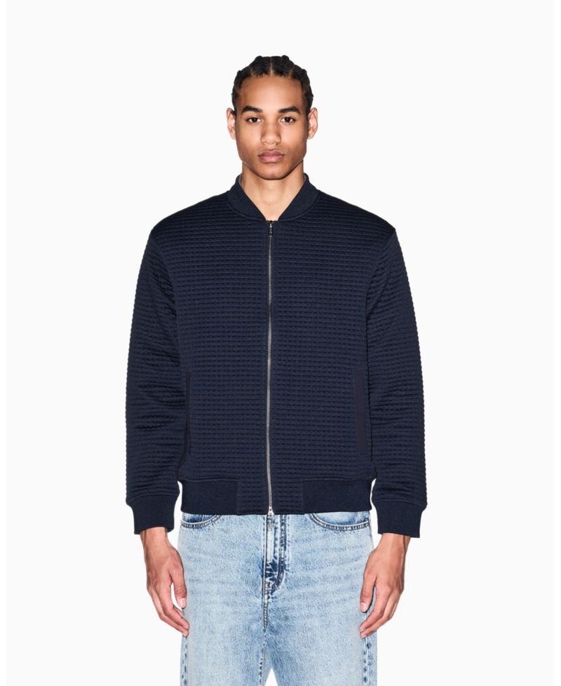 Men's Quilted Textured Bomber Jacket