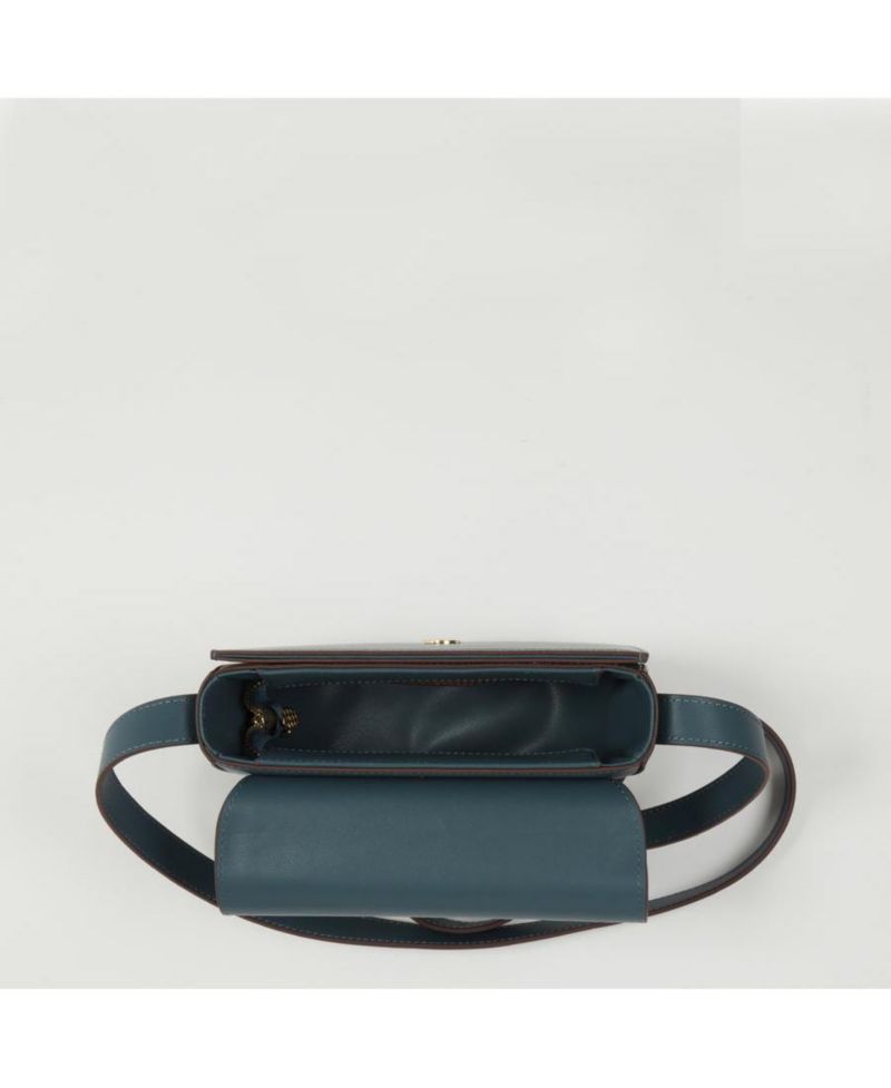 Blue Leather Saddle Bag Women s Crossbody Purse with Flap Closure and Adjustable Strap