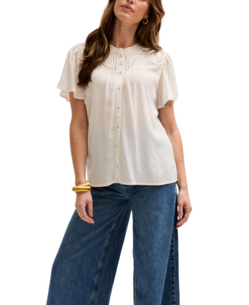 Women's Kew Lace Insert Angel Sleeve Shirt