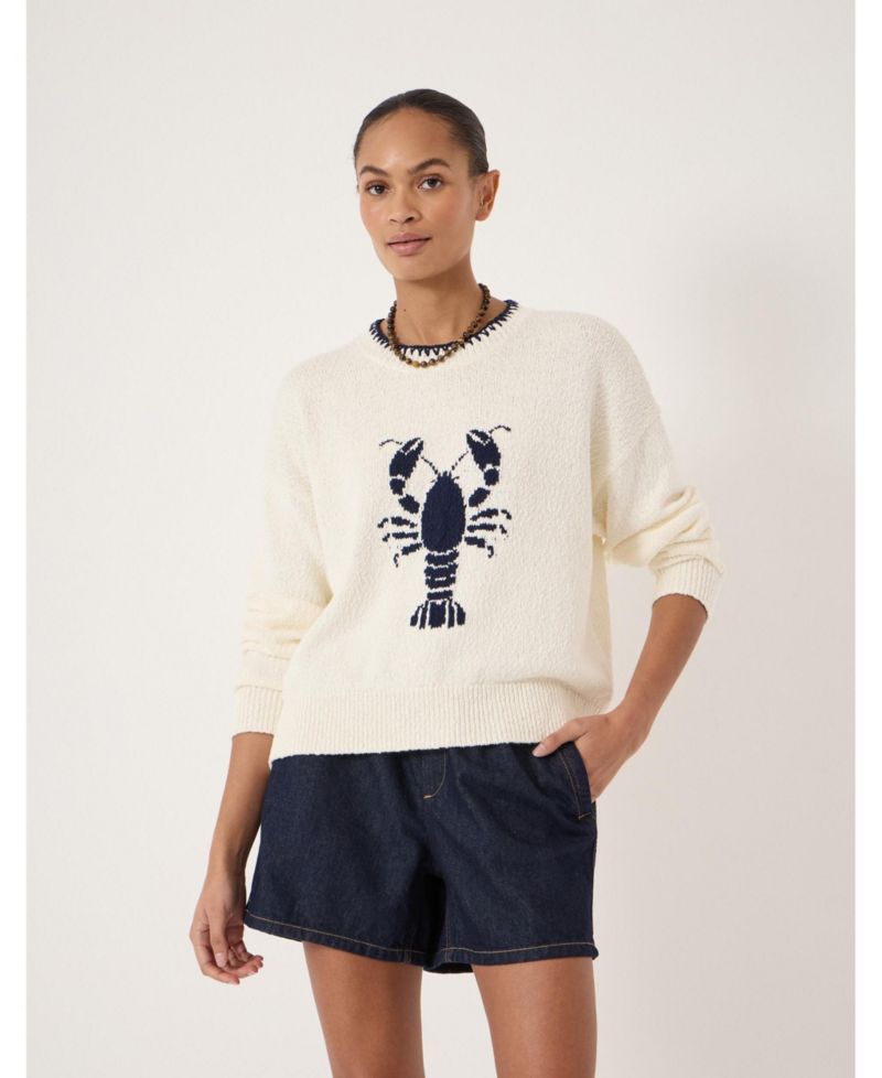 Women's Hallie Crew Neck Lobster Graphic Sweater