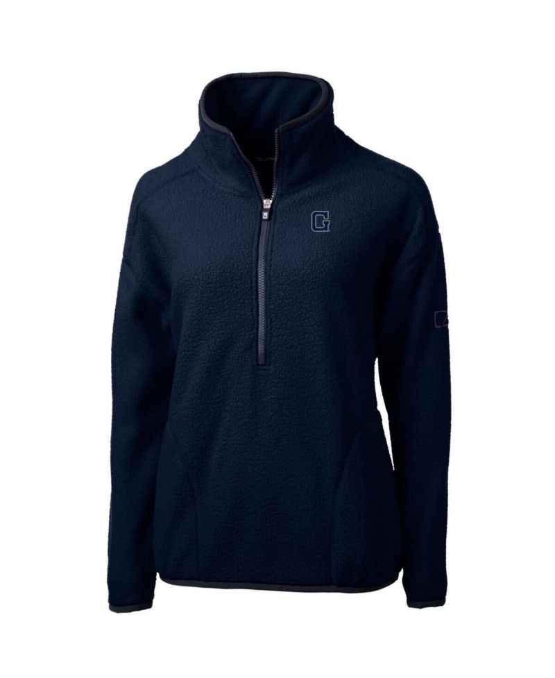 Women's Navy Georgetown Hoyas Cascade Eco Sherpa Fleece Half-Zip Pullover Jacket