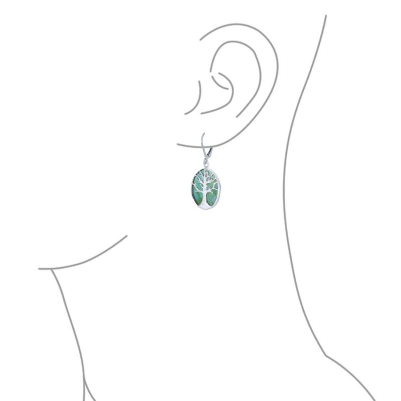 Blue Lapis Lazuli Family Tree Of Life Earrings Sterling Silver Leverback