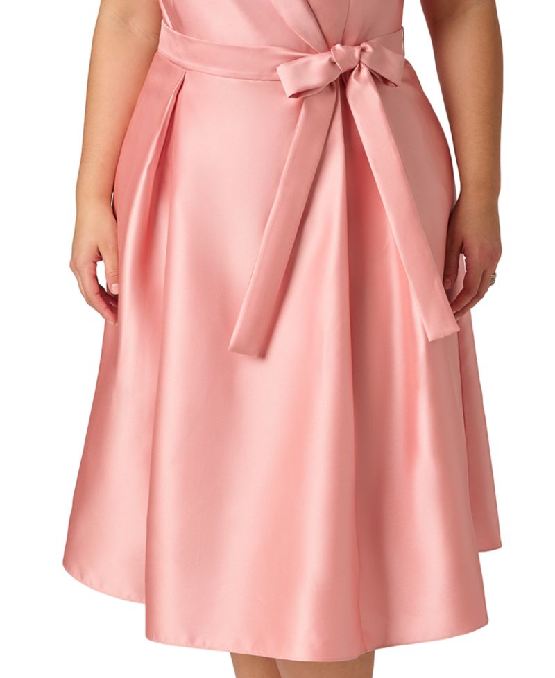 Plus Size Lapel Mikado Knee-Length Dress