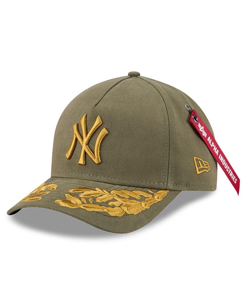 x Alpha Industries Men's Olive New York Yankees A-Frame 9FORTY Adjustable Hat