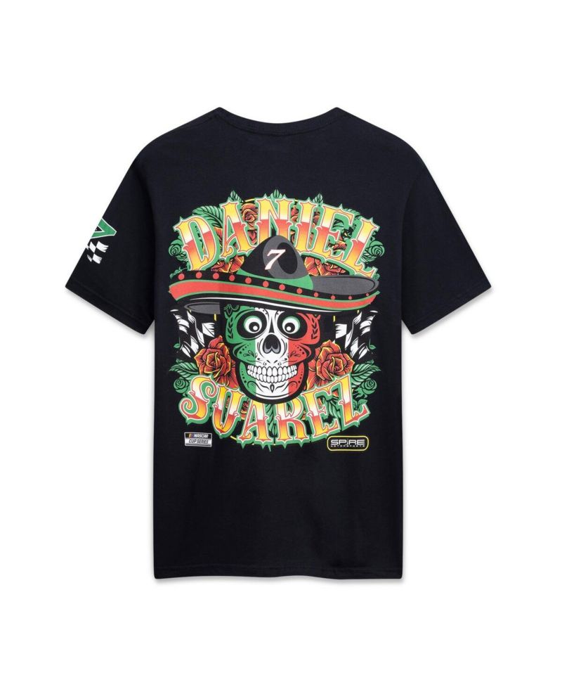 Men's Black Daniel Suarez 7 Spire Motorsports T-Shirt