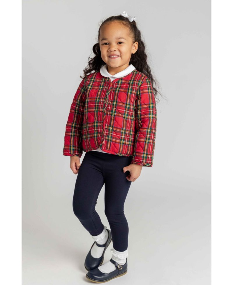 Girls' 4-16 Plaid Quilted Long-Sleeve Jacket