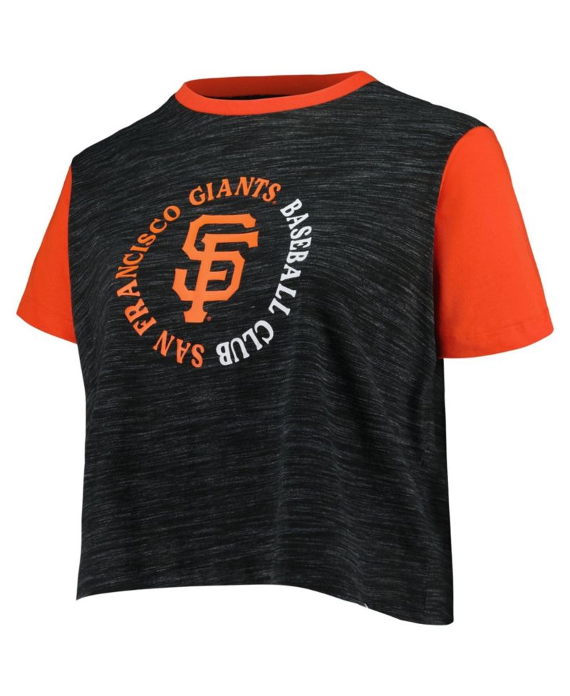 Women's Plus Size San Francisco Giants Cropped Crewneck Crossover-Back T-Shirt