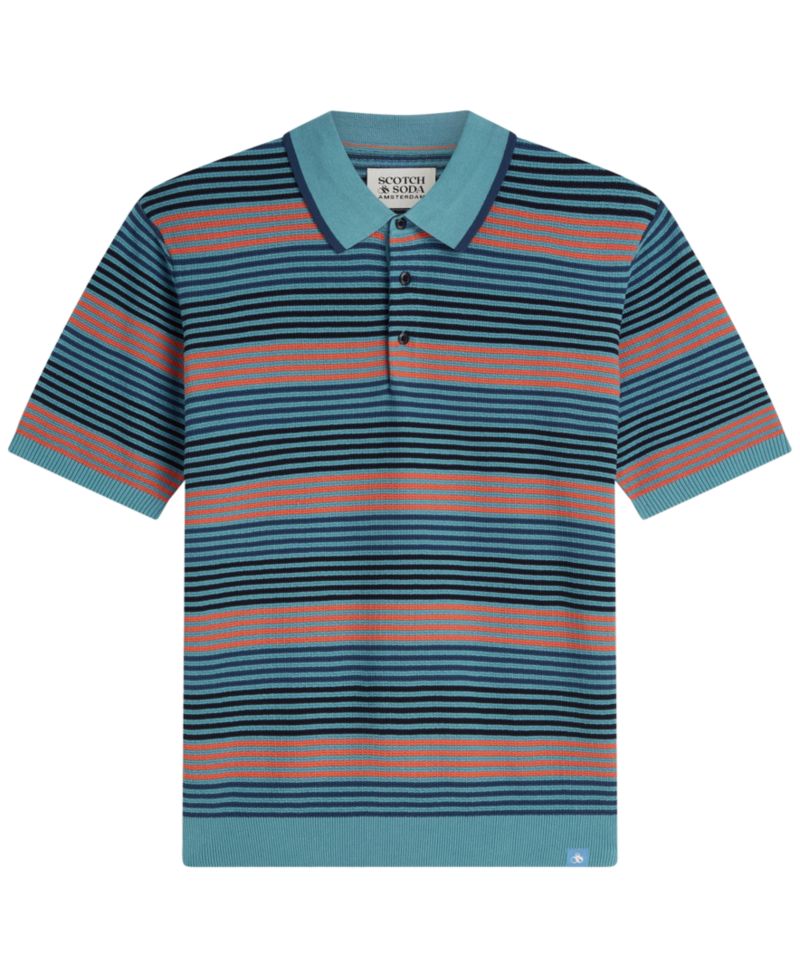Men's Striped Knitted Regular-Fit Polo Shirt