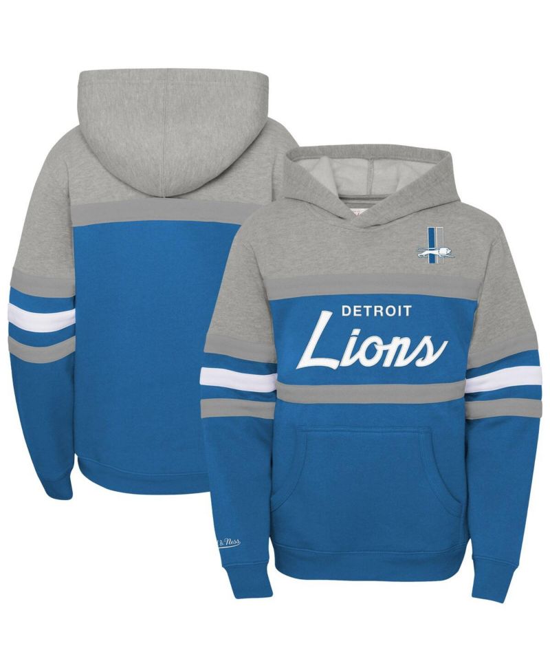 Big Boys and Girls Blue Detroit Lions Throwback Head Coach Pullover Hoodie