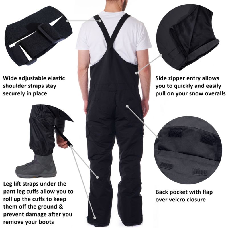 Men's Insulated Snow Bib Overalls Waterproof Ski Snowboard Pants