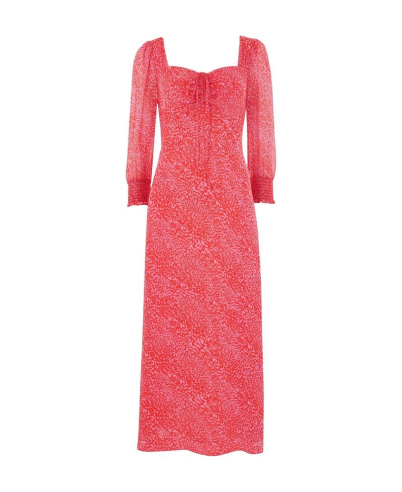 Women's Diagonal Leopard A-Line Midi Dress