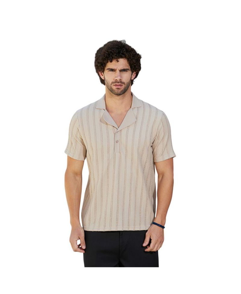 Men's Saltbox Beige Wicker-Tactile Polo T-Shirt