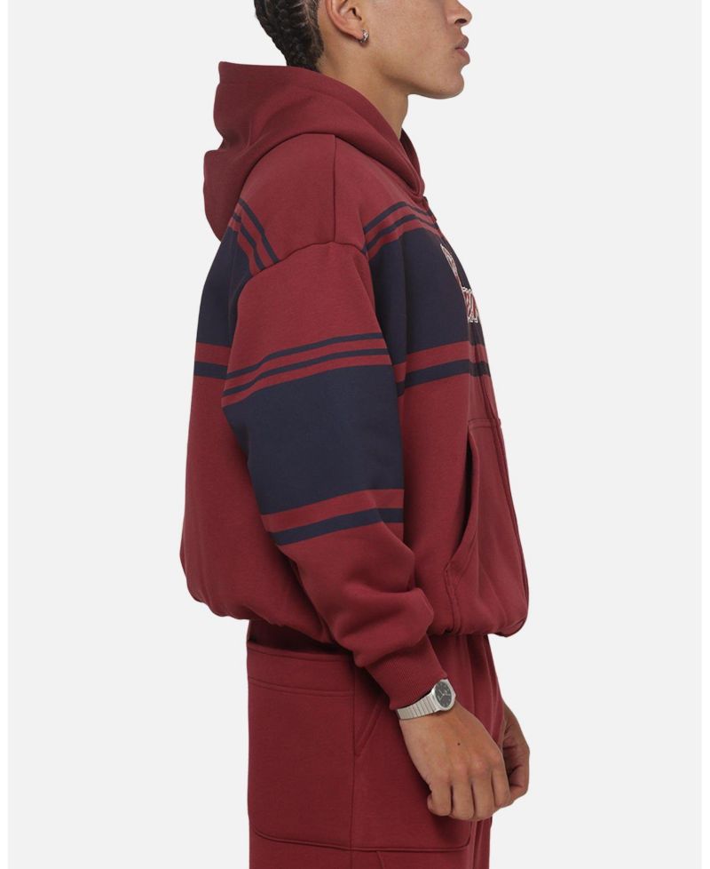 Men's Varsity Stripe Oversized Full Zip Hoodie