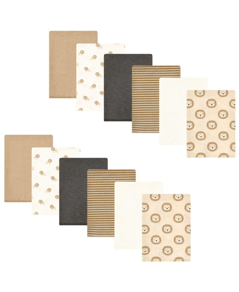 Unisex 12-Count Flannel Burp Cloths (Cotton/Poly Blend)