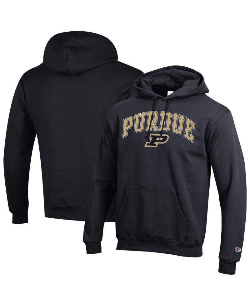 Men's Black Purdue Boilermakers Arched Logo Fleece Pullover Hoodie