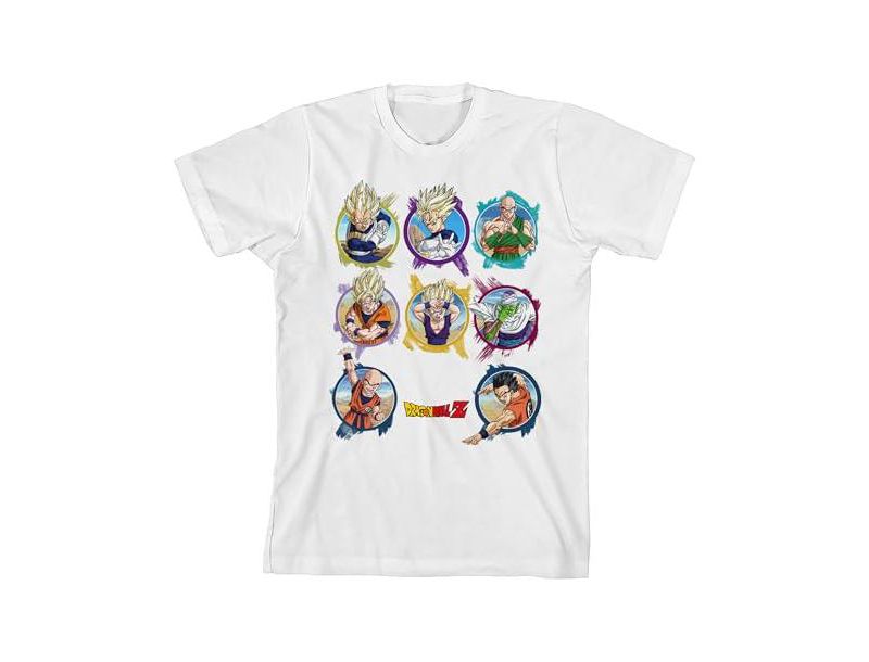 Character Circles Crew Neck Short Sleeve Boy's White T-shirt-XS
