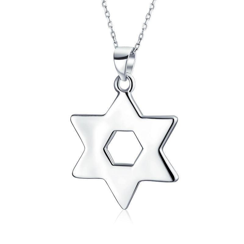 Judaic Created White Opal Star Of David Pendant Necklace Sterling Silver