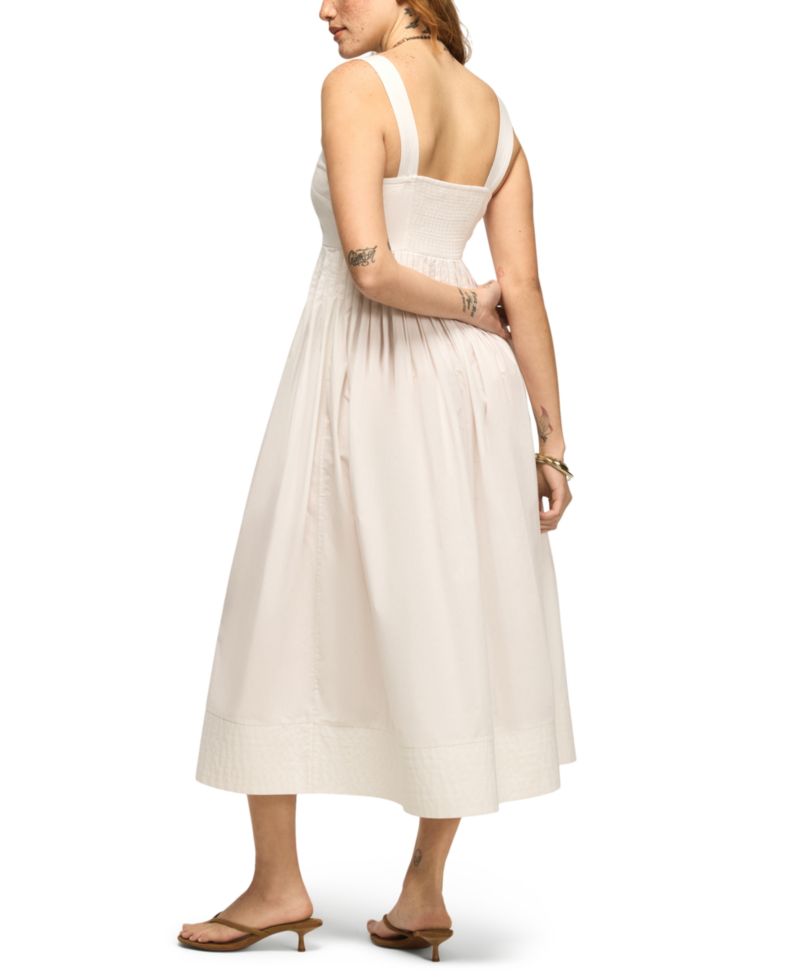 Women's Poplin Pintuck Square Neck Maxi Dress
