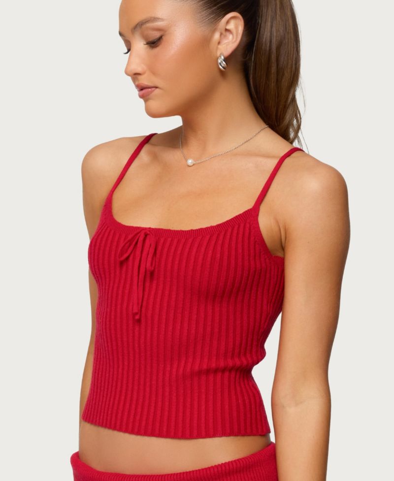 Women's Adannah Tie Ribbed Knit Tank Top