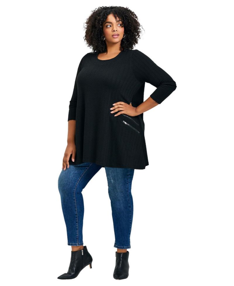 Women's Plus Size Alina Hacci Zip Detail Tunic