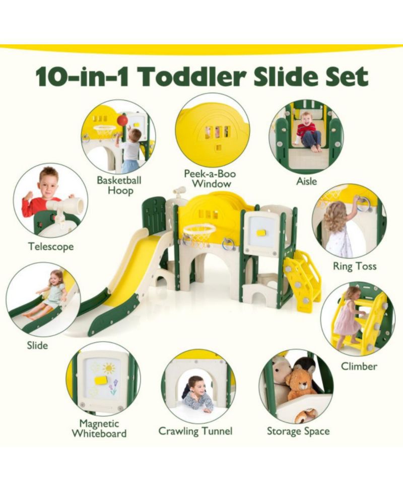 Toddler 10-in-1 Slide and Climber Playset