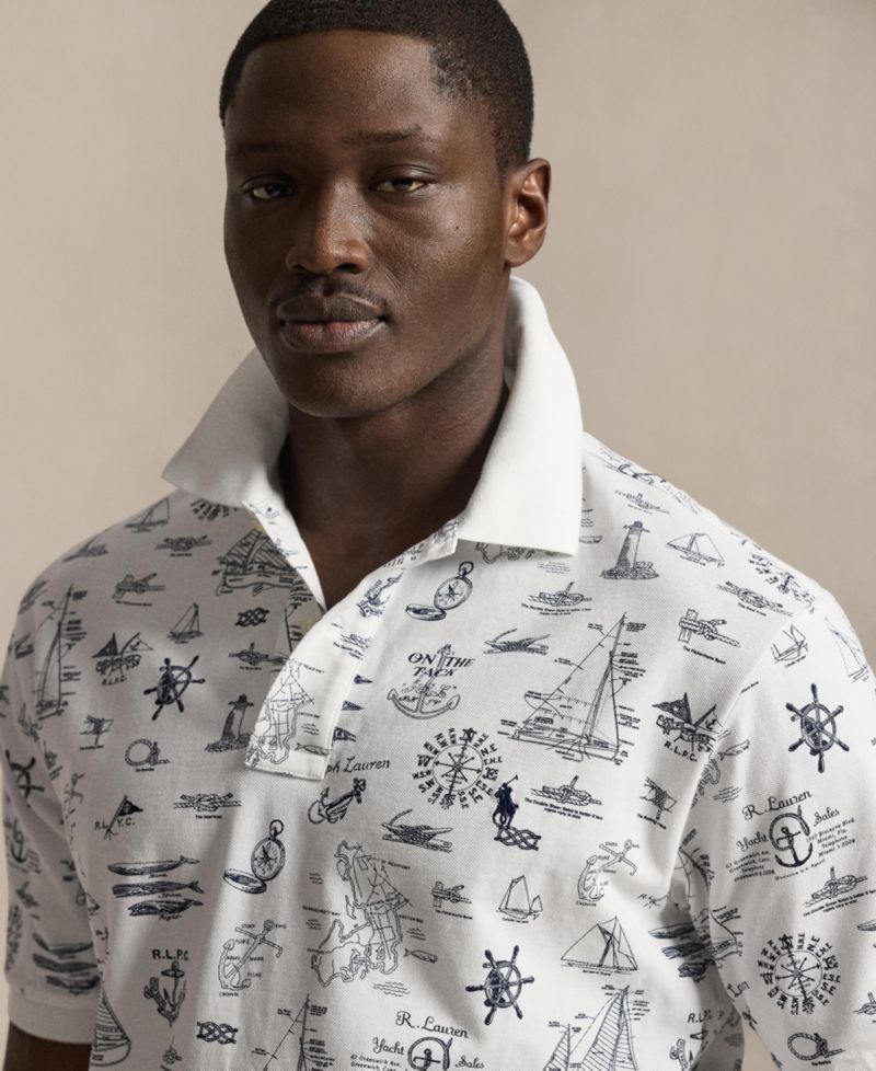Men's Big & Tall Short-Sleeve Nautical Print Mesh Polo Shirt
