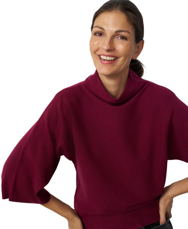 Women's Mock Neck Rib-Knit Dolman Sweater