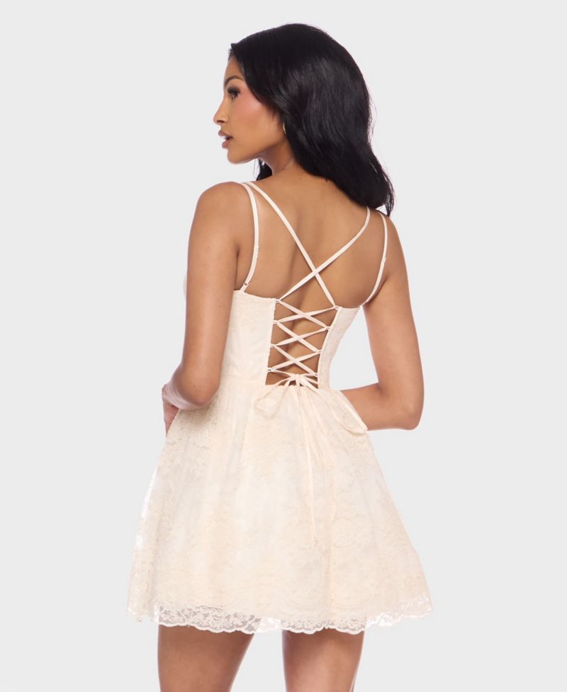 Juniors' Sweetheart Neck Mini Dress