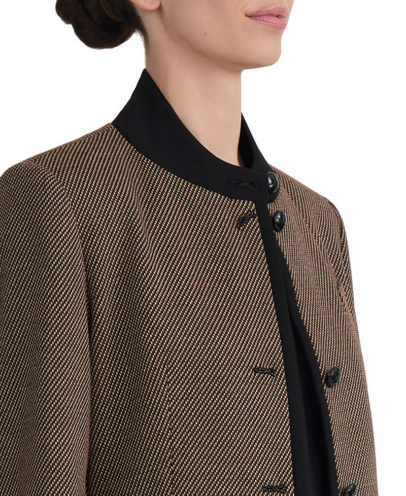 Women's Military-Inspired Mini Dot Knit Jacquard Jacket
