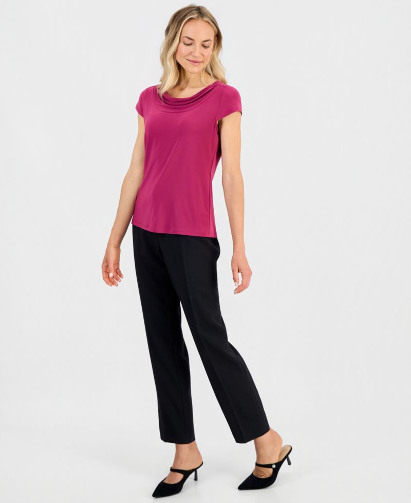 Women's Cowl-Neck Cap-Sleeve Blouse