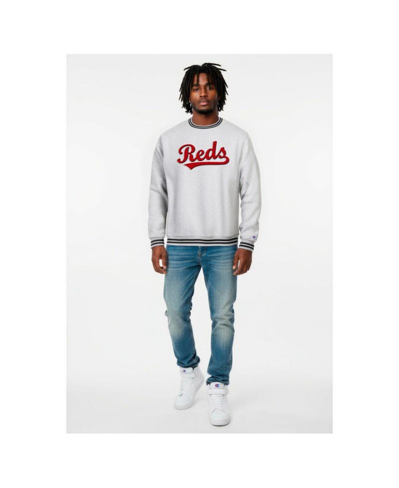 Men's Heather Gray Cincinnati Reds Reverse Weave Sweatshirt