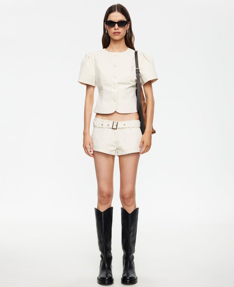 Women's Cropped Short-Sleeve Blouse